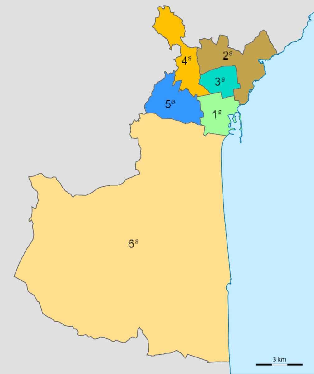 The subdivision of the City proper in six circoscrizioni