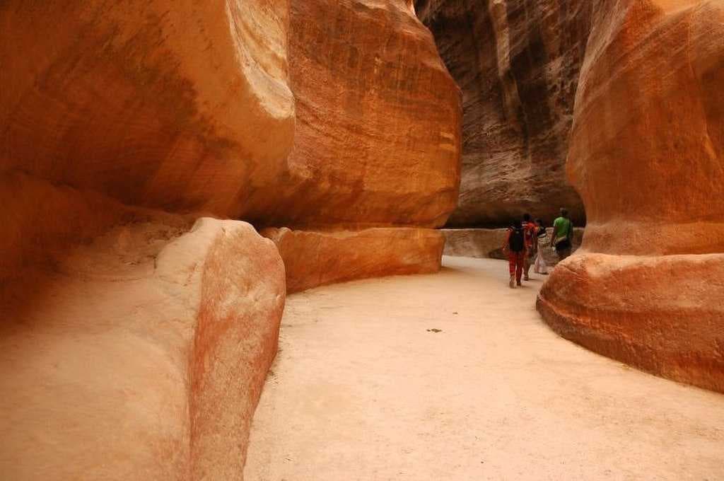 The narrow passage (Siq) that leads to Petra