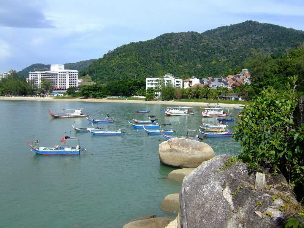 The beaches of Batu Ferringhi, interspersed by rocky outcrops