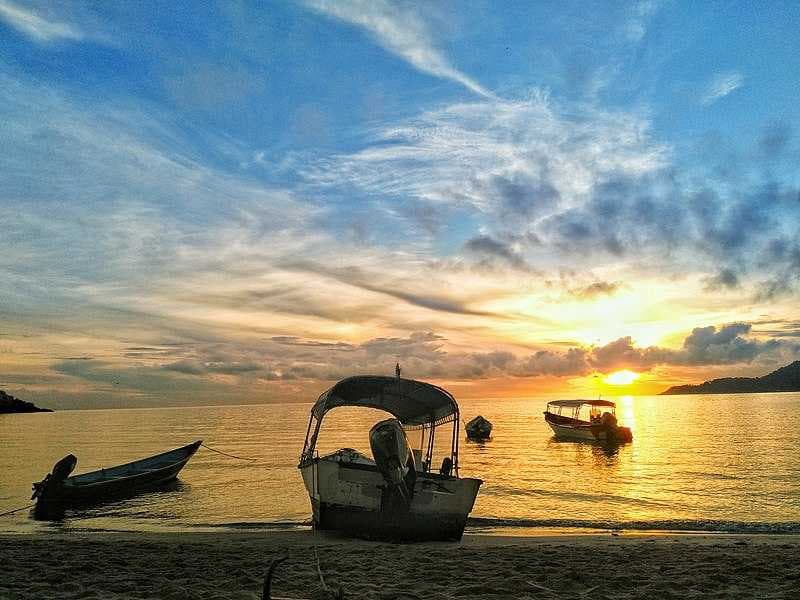 Stunning view of sunrise at Perhentian Islands