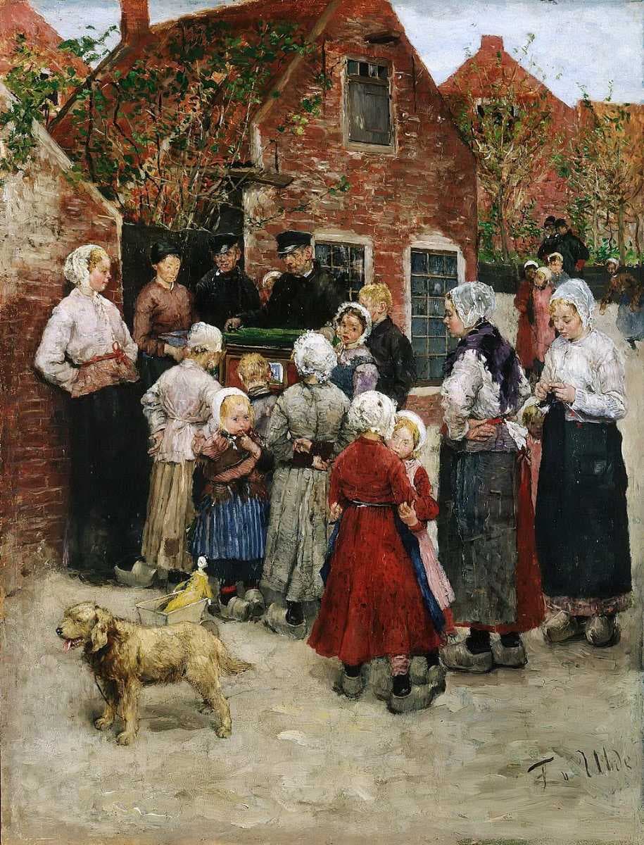 Organ Grinder in Zandvoort, 1883 painting by Fritz von Uhde. Click to expand.