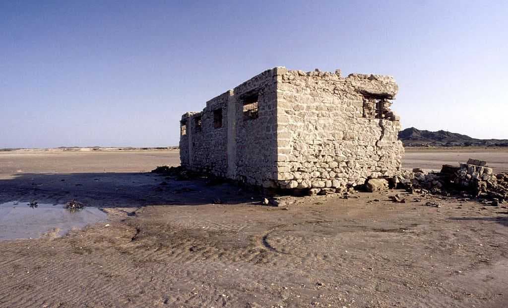 The remains of the seaplane fuel store on Masirah Island in 1984