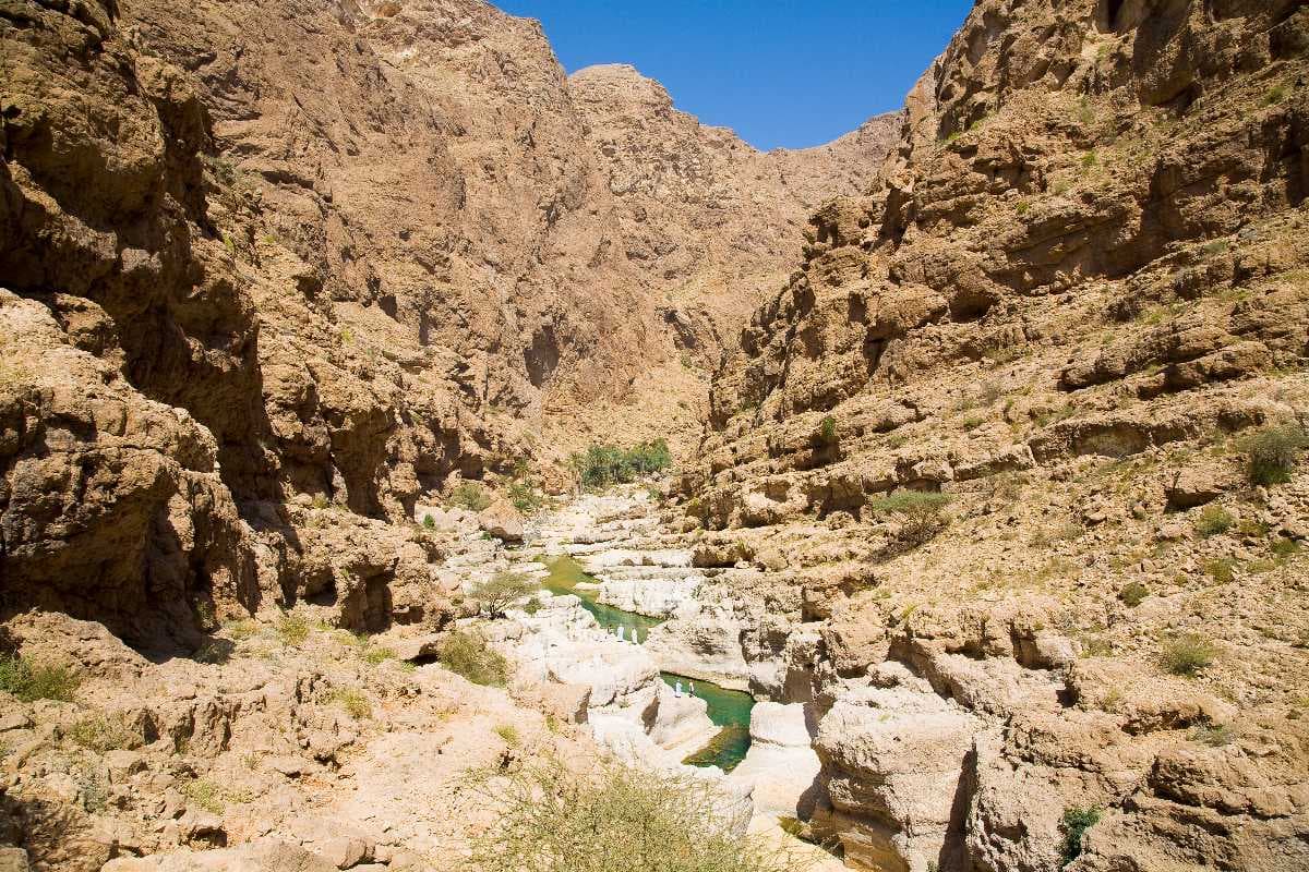 Wadi Shab Mountains Surrounding the Lake