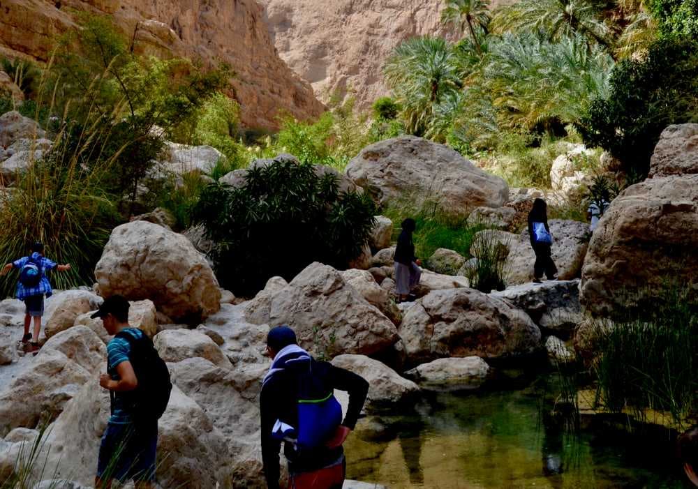 Hiking in Wadi Shab