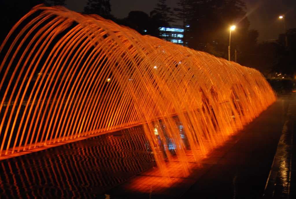A light themed fountain.