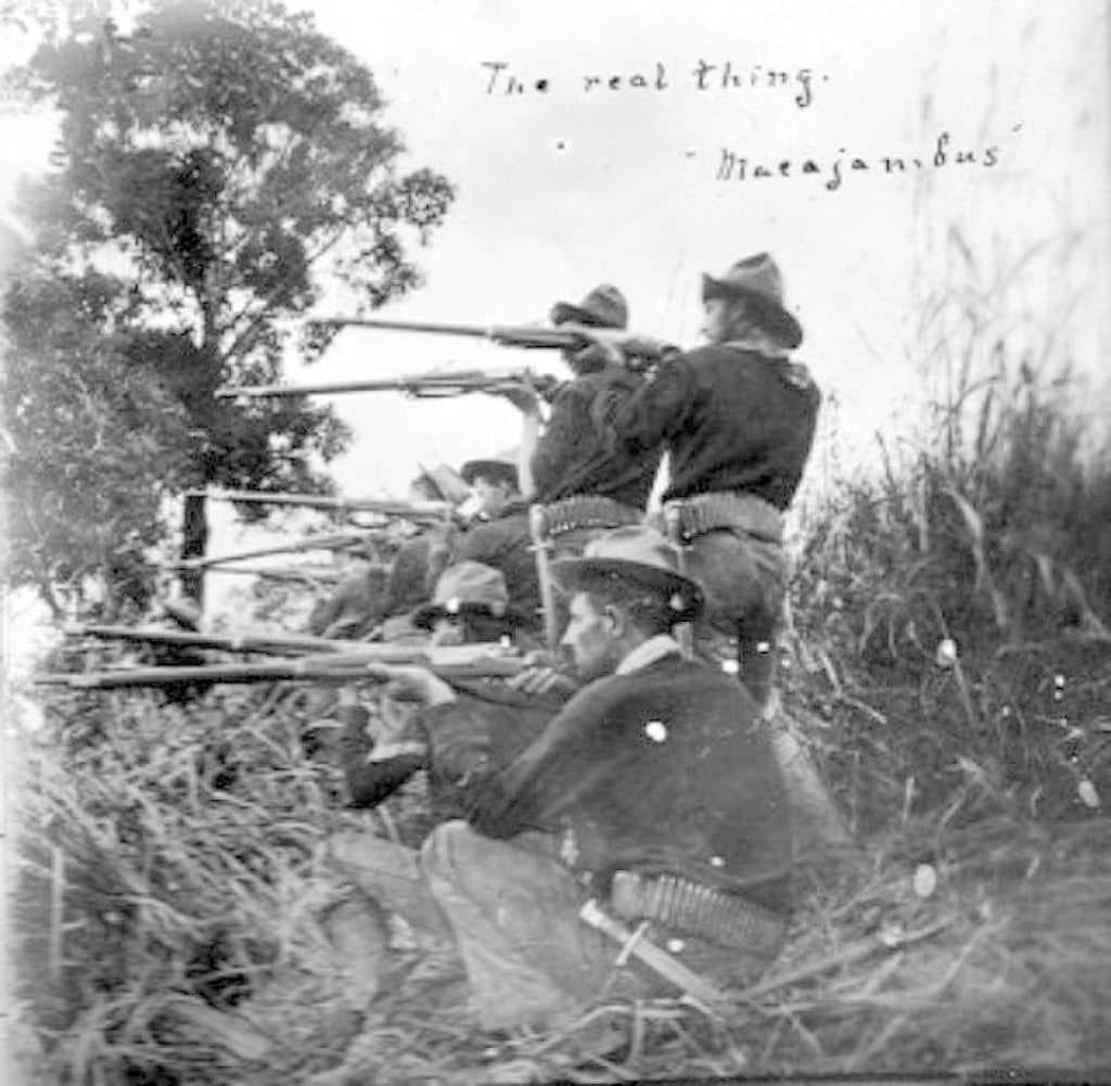 The American forces attacking Makahambus, circa 1900s.