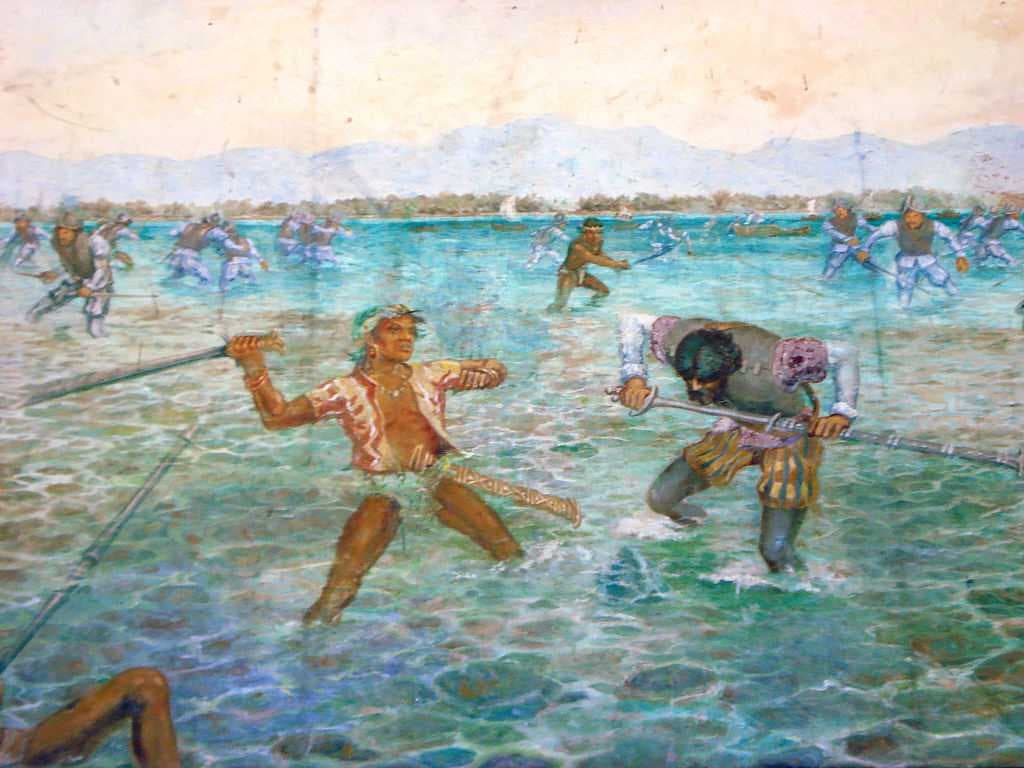A depiction of the Battle of Mactan in the Magellan shrine