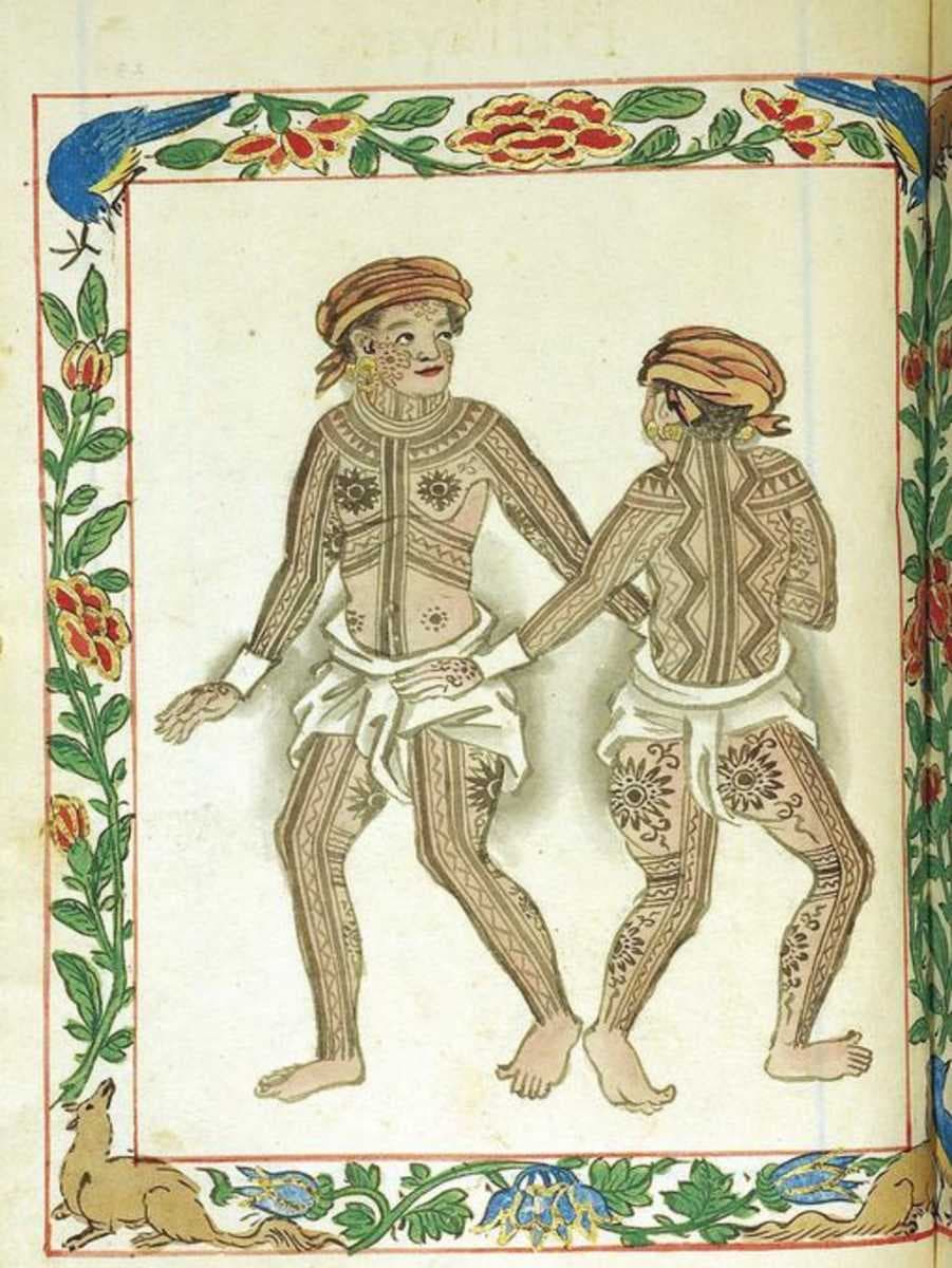Depiction of the Visayan Pintados in the Boxer Codex (c. 1595)