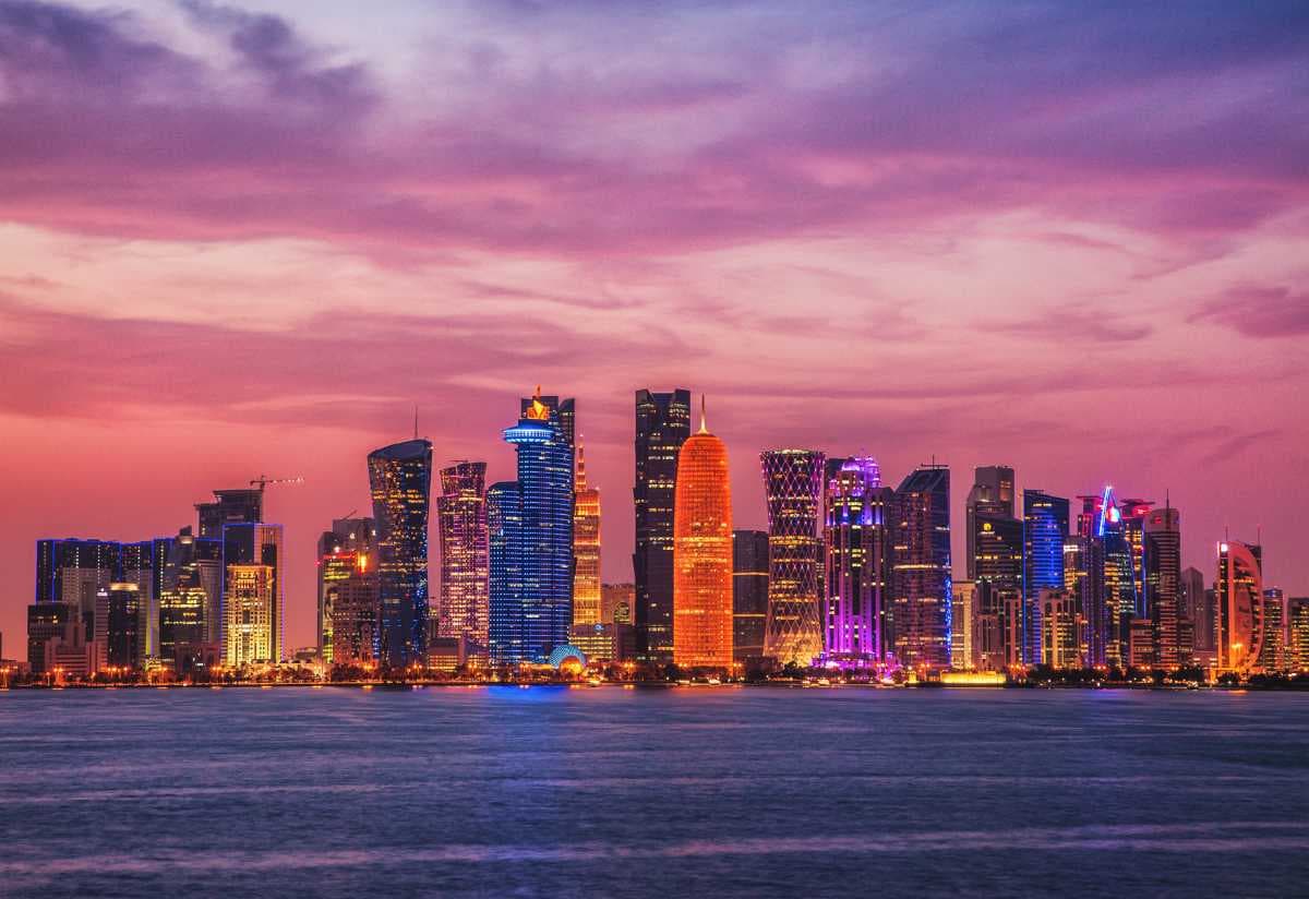 Dazzling skyline of Doha at night