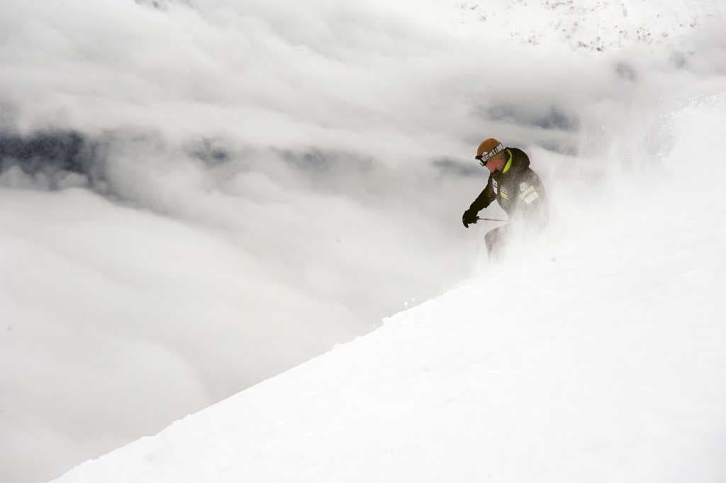 Skiing in Rosa Khutor ski resort.