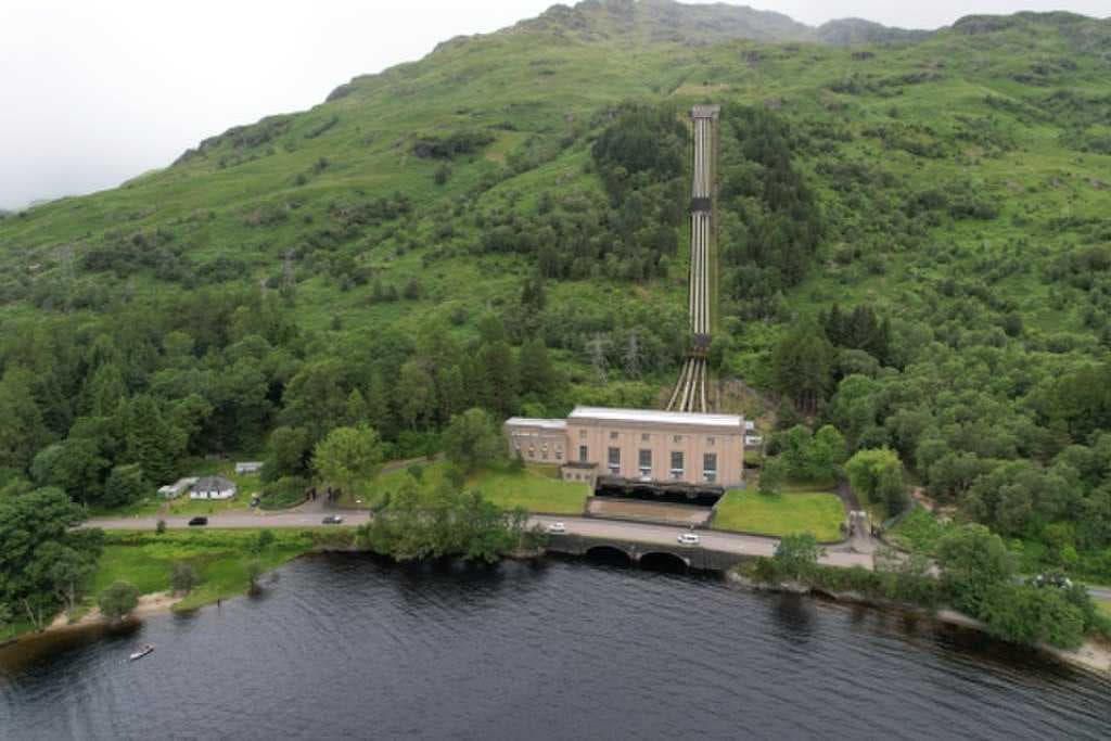 The power station at Inveruglas on the west bank of Loch Lomond.