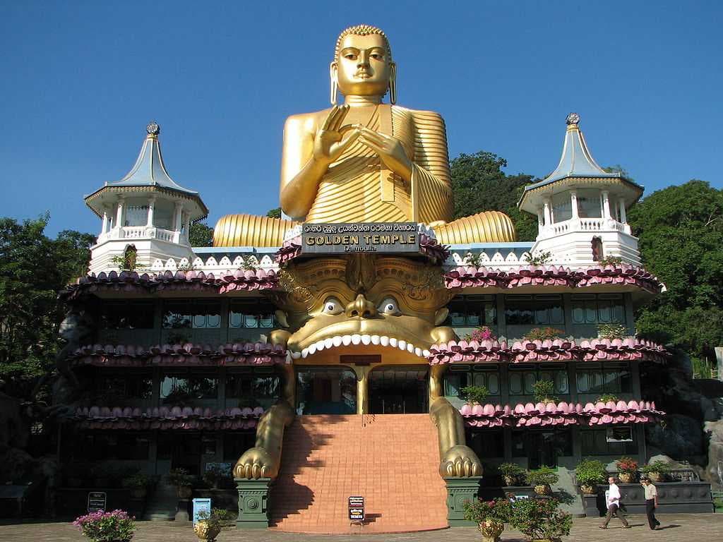 The Golden Buddha statue, Dambulla golden temple, just downhill from the Cave temple.