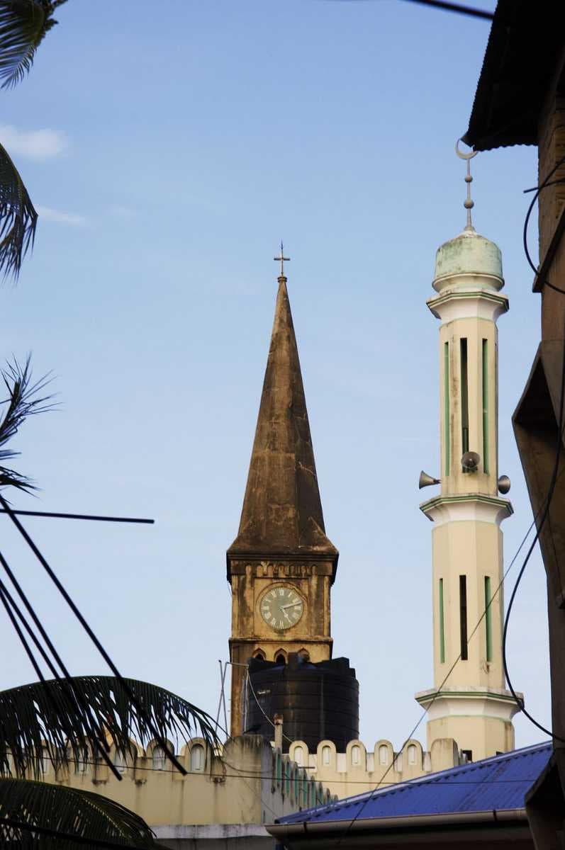 The main mosque and Christ Church Anglican cathedral in Stone Town