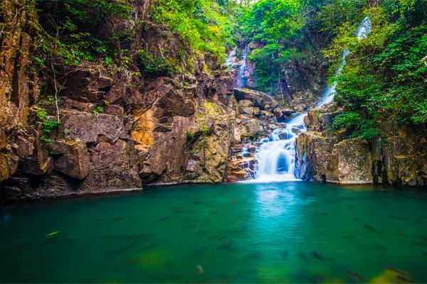 The stunning view of the waterfall at the Namtok Phlio National Park situated in Chanthaburi, Thailand