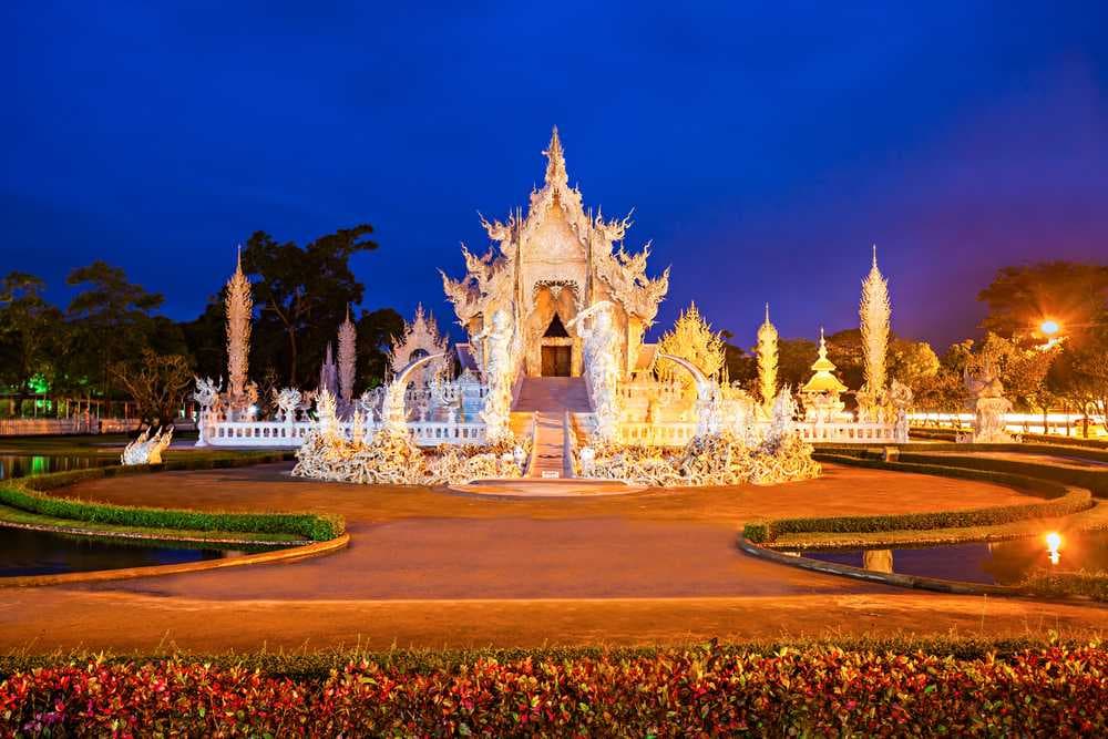 Sunset View of Wat Rong Khun (White Temple)