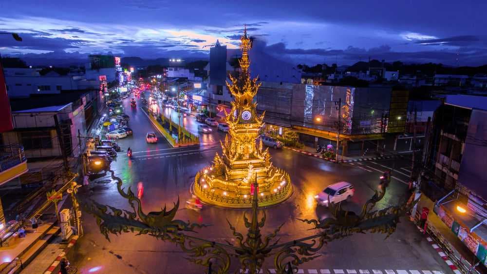 Sunset View at the Golden Clock Tower, Chiang Rai