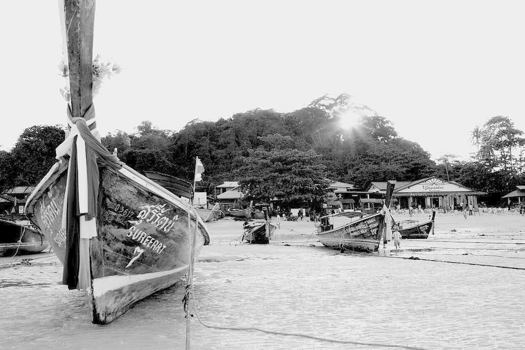 Sunset over a gypsy boat on Koh Phi Phi Island