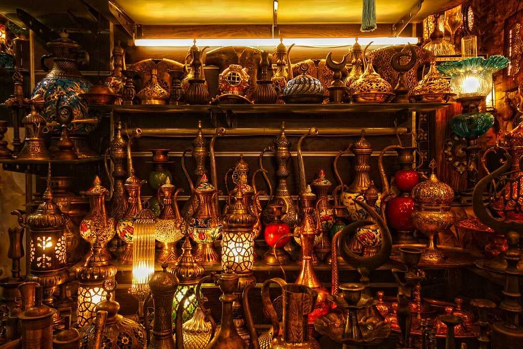 Turkish products displayed at the bazaar.