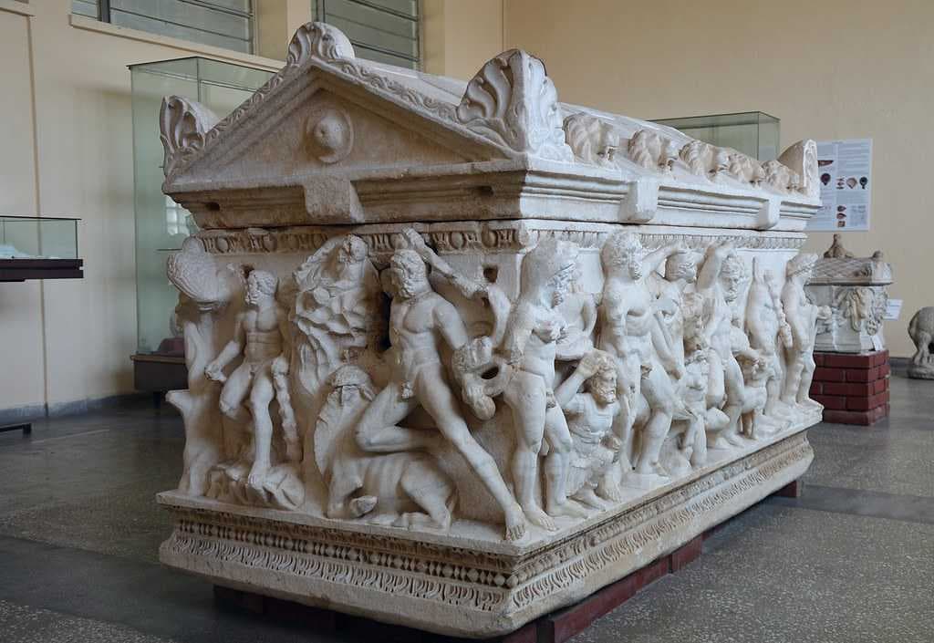 The sarcophagus depicting twelve labors of Hercules in Kayseri Archaeological Museum