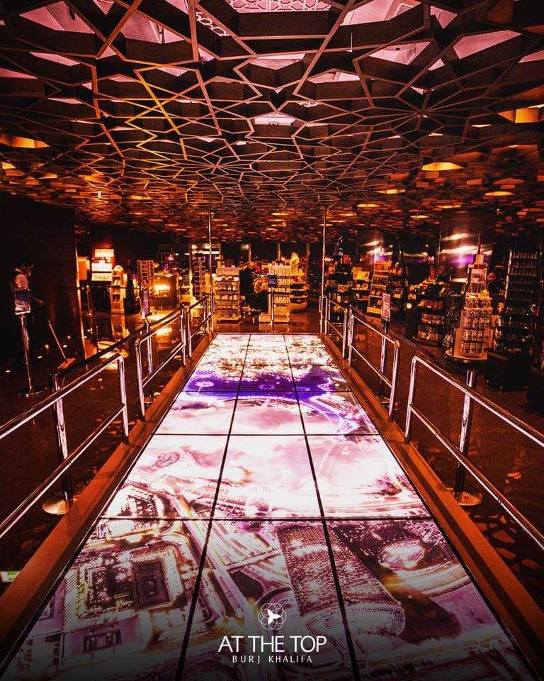 The cracking glass floor inside At The Top Burj Khalifa
