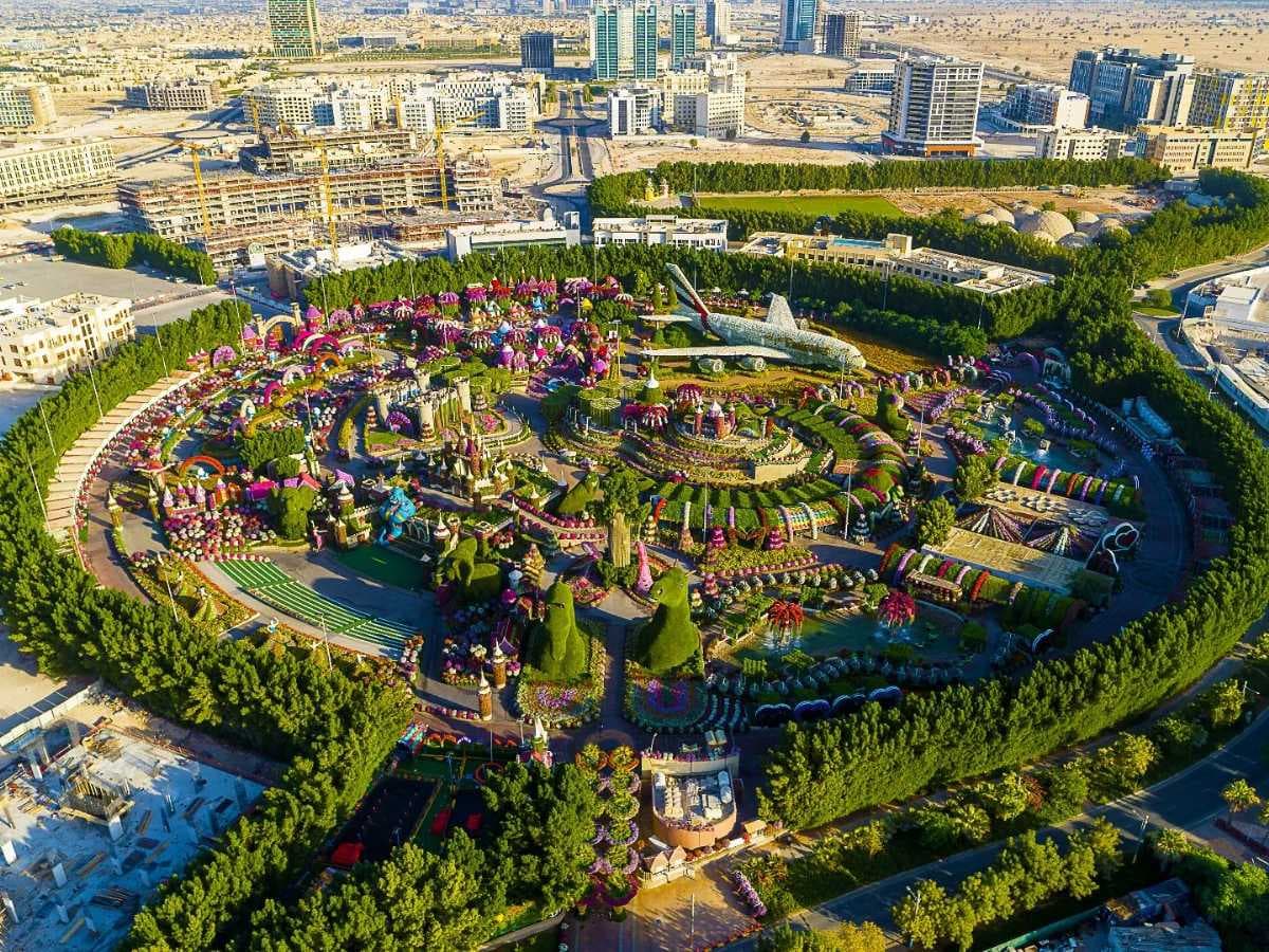 Drone view of Dubai Miracle Garden