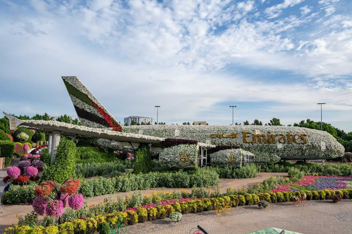 Emirates A380 at Dubai Miracle Garden