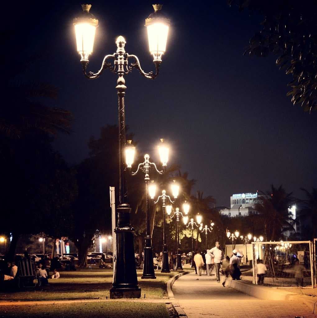 Line of Lamp Posts in Khor Fakkan Beach Park