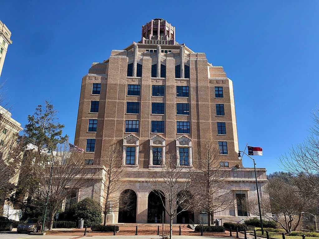 Asheville City Hall, designed by Douglas Ellington, in the Art Deco style of the 1920s