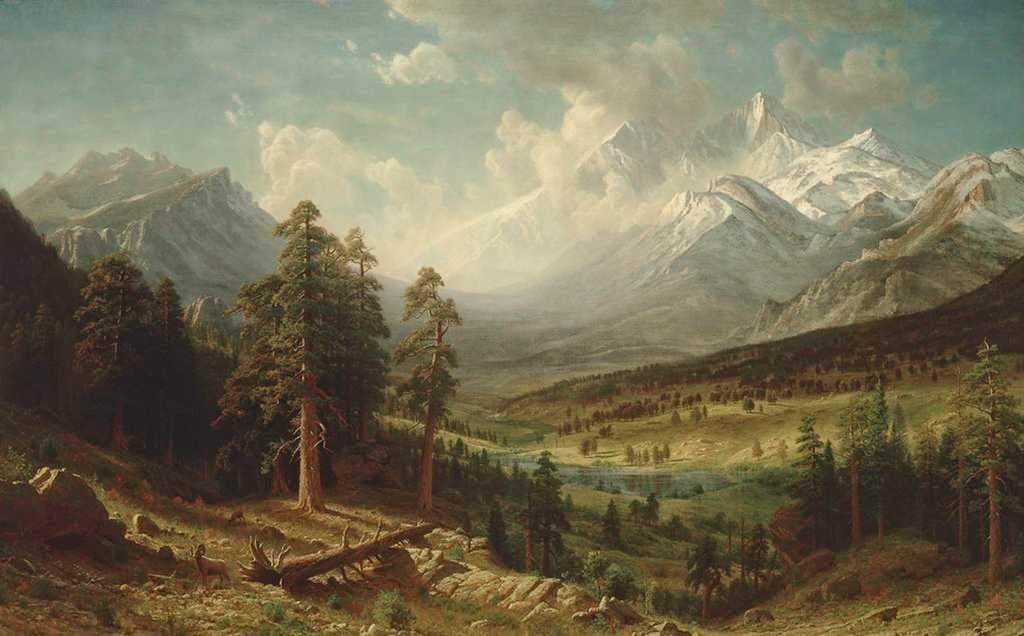 Albert Bierstadt was commissioned by The 4th Earl of Dunraven and Mount-Earl to make a painting of the Estes Park and Longs Peak area in 1876 for $15,000. The painting, originally displayed in Dunraven Castle in Glamorgan, is now in the collection of the Denver Art Museum.