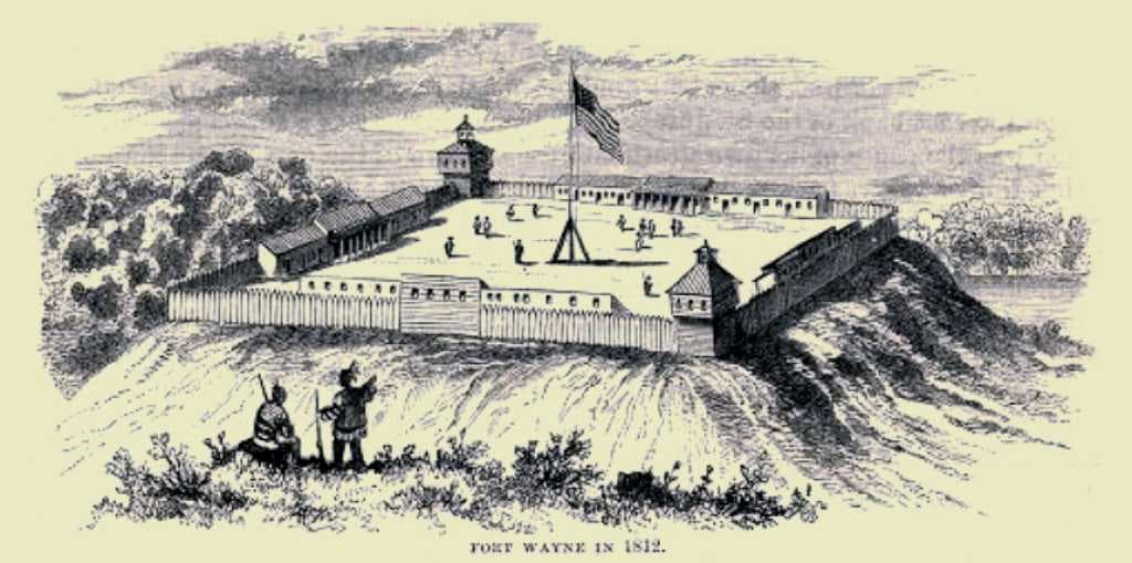 An illustration depicting the 1812 military garrison