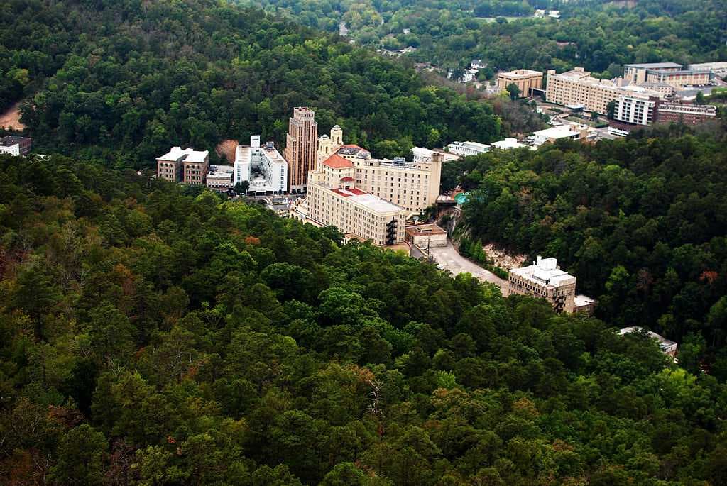 Downtown Hot Springs, as seen from mountain overlook