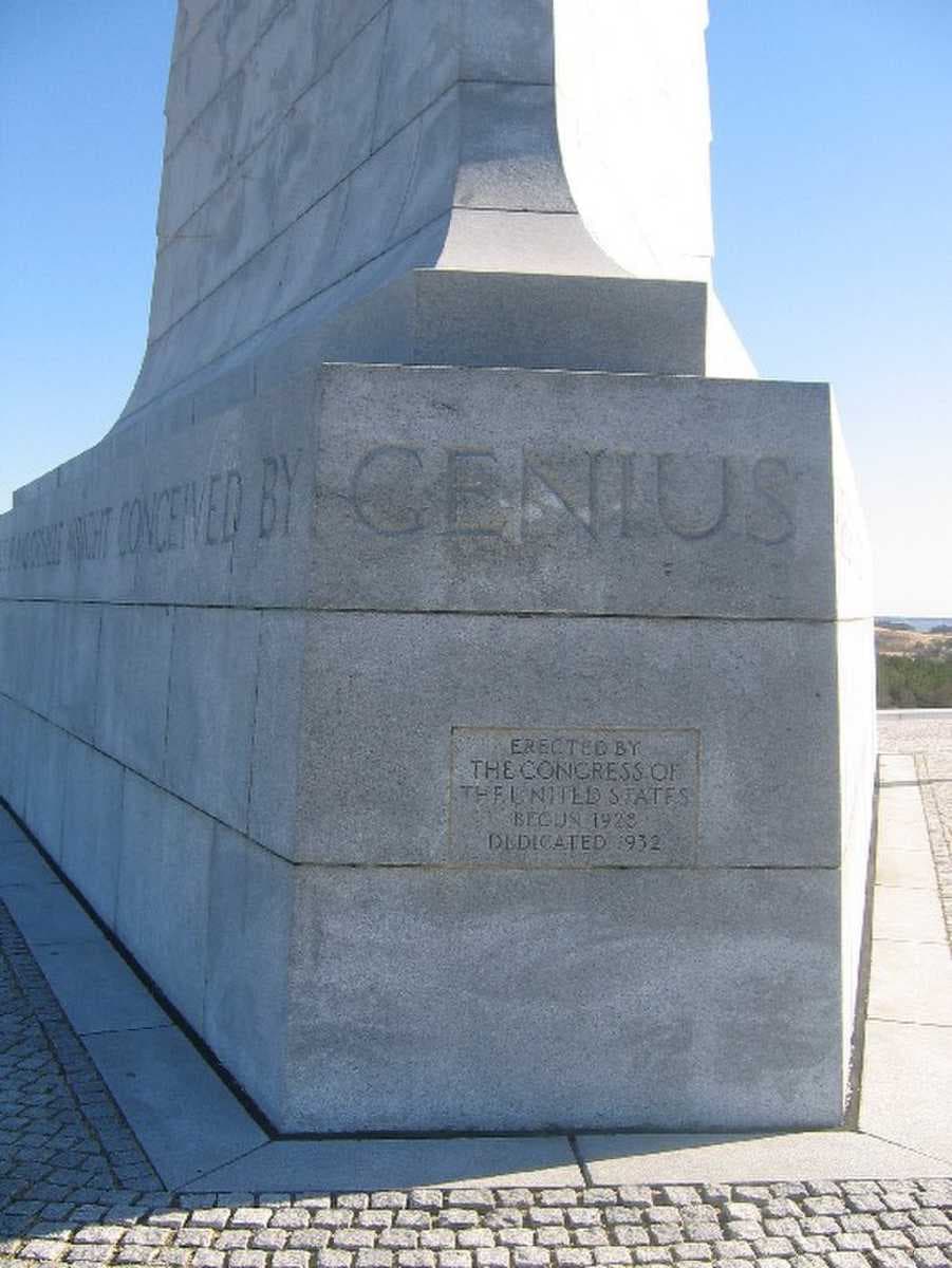 The spot on the Wright Brothers Memorial where the 1932 dedication took place.