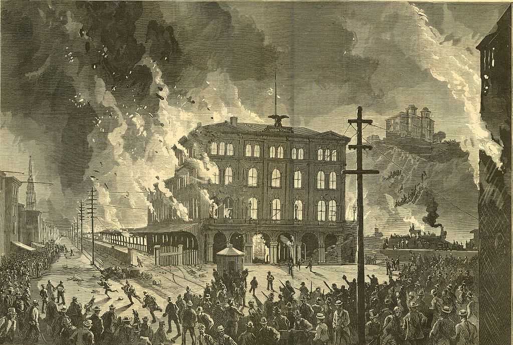 Burning of Union Depot during the Pittsburgh railroad strike of 1877