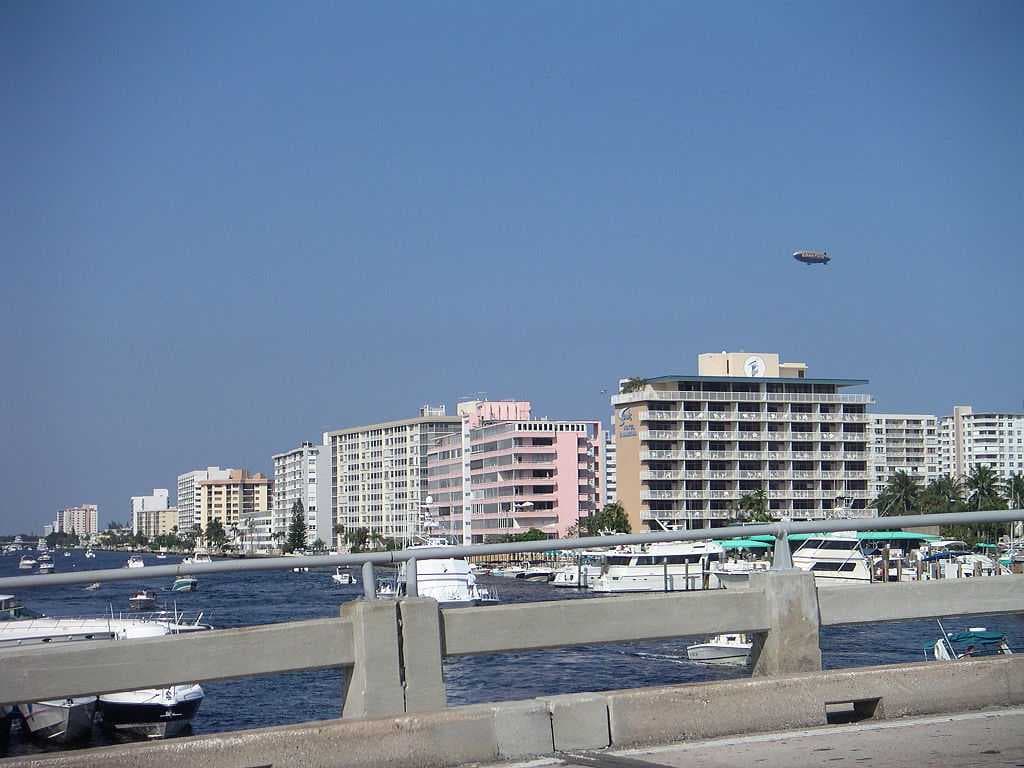 Pompano Beach apartments and hotels seen from Atlantic Boulevard