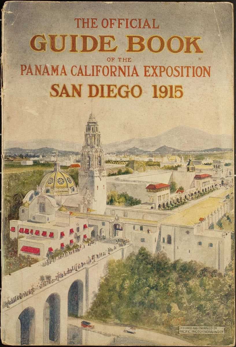 Balboa Park on the cover of a guidebook for the World Exposition of 1915