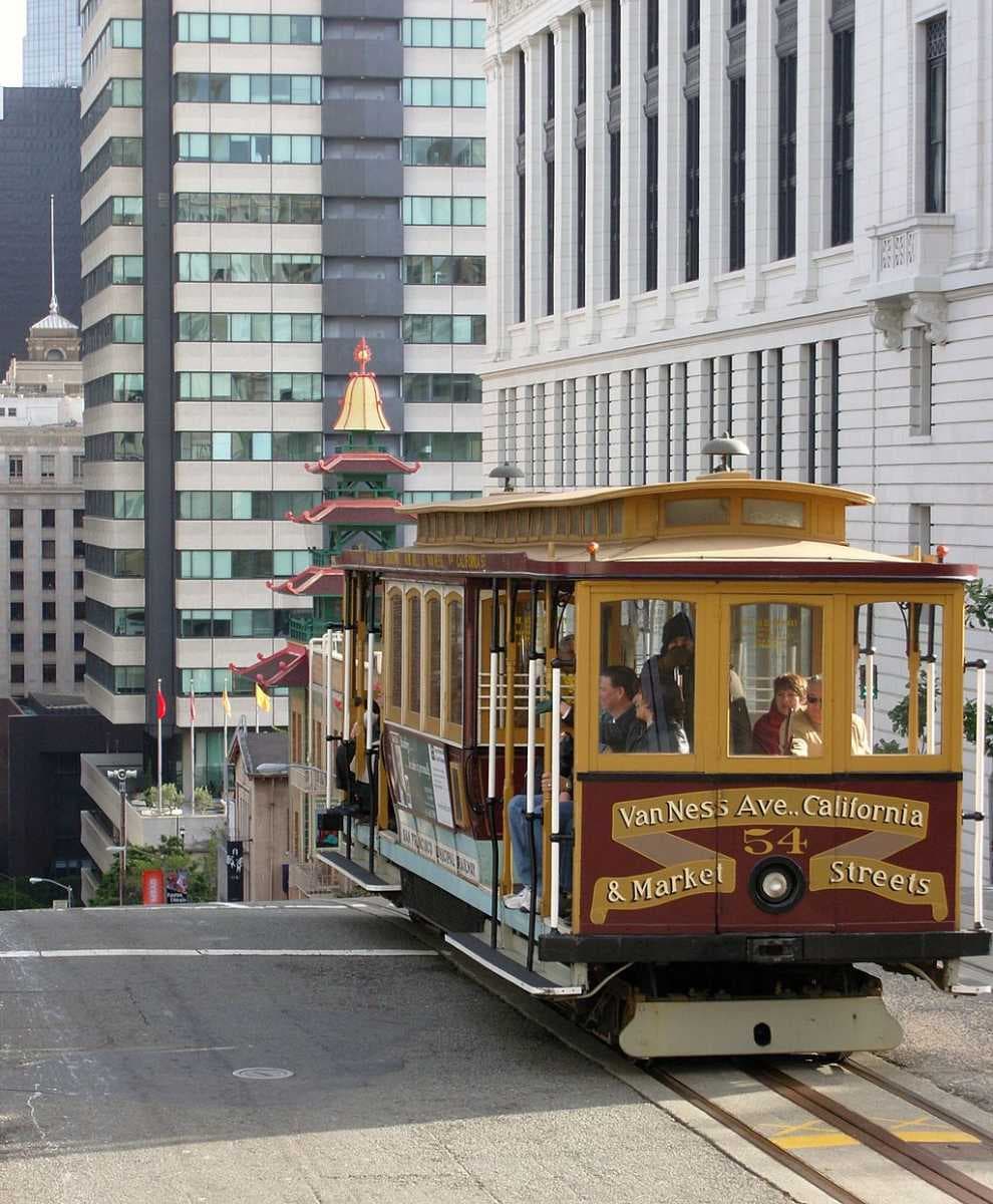 Cable Car No. 54 at California and Stockton