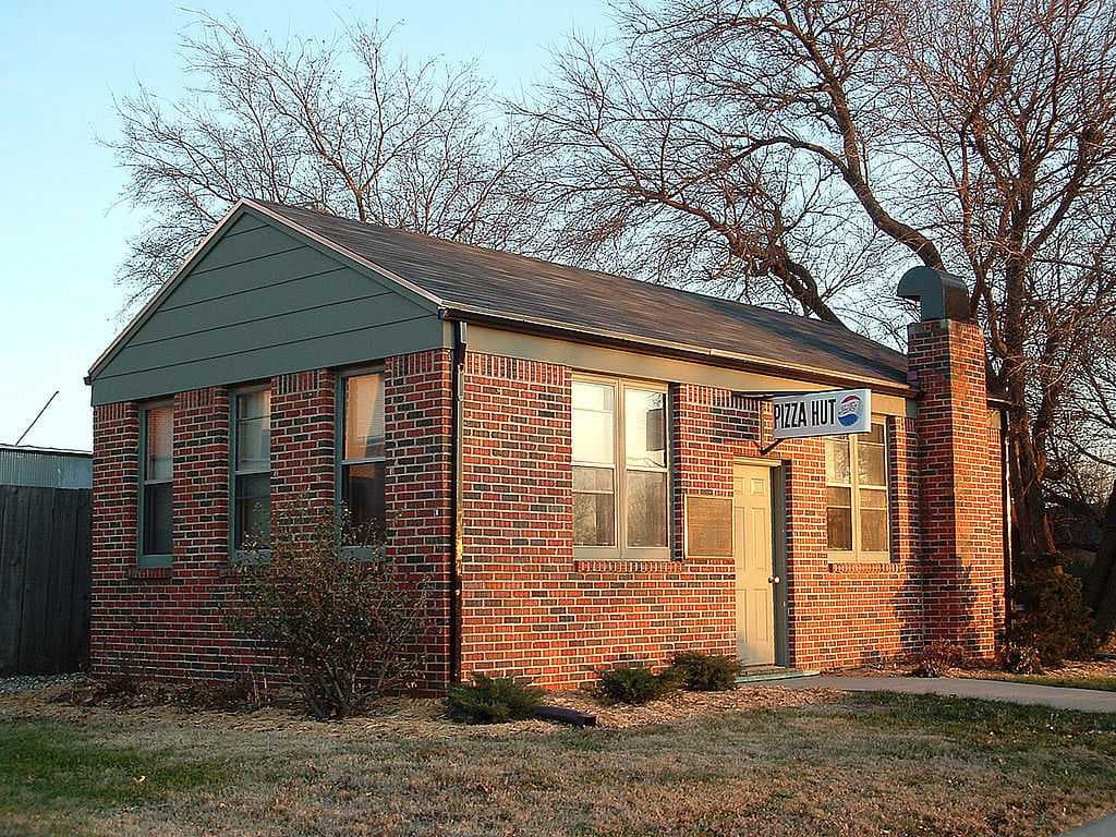 The original Pizza Hut building, which was moved to the campus of Wichita State University (2004)