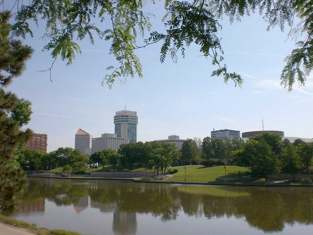 Downtown Wichita viewed from the west bank of the Arkansas River (2010)