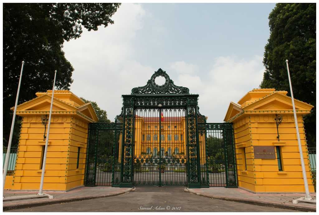 Entrance to Presidential Palace Hanoi Vietnam