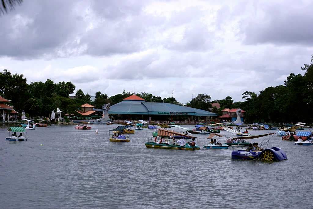 Paddle boats on West Lake.